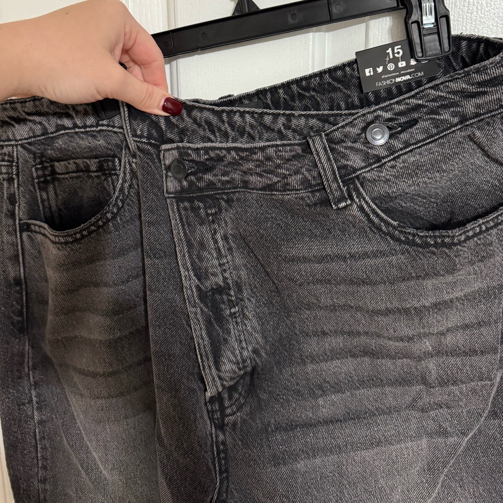 Fashion Nova Charcoal button up Jeans